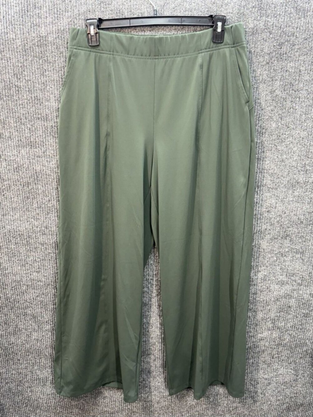Old Navy PowerSoft Go-Dry Trouser Pants Womens XL Green Pull On Wide Leg Stretch